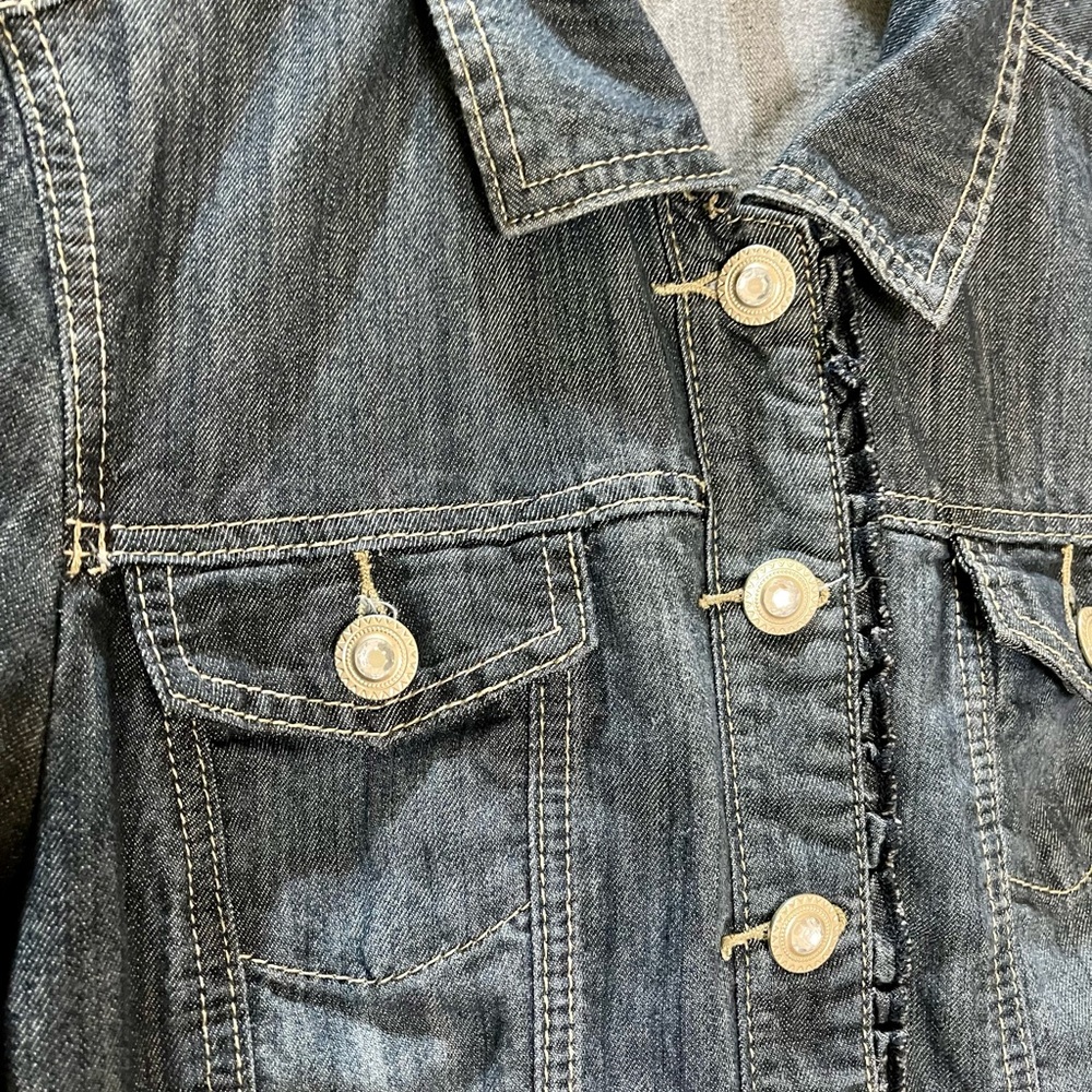 Dressbarn Dark Wash Blue Jean Jacket with Stretch Size XL - Picture 3 of 9